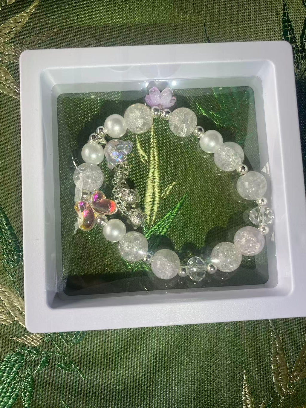 Crystal Butterfly Glass Bracelet A-0001