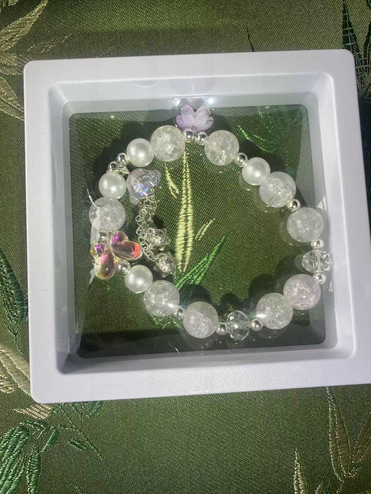 Crystal Butterfly Glass Bracelet A-0001