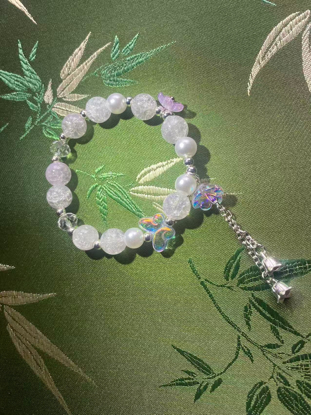 Crystal Butterfly Glass Bracelet A-0001