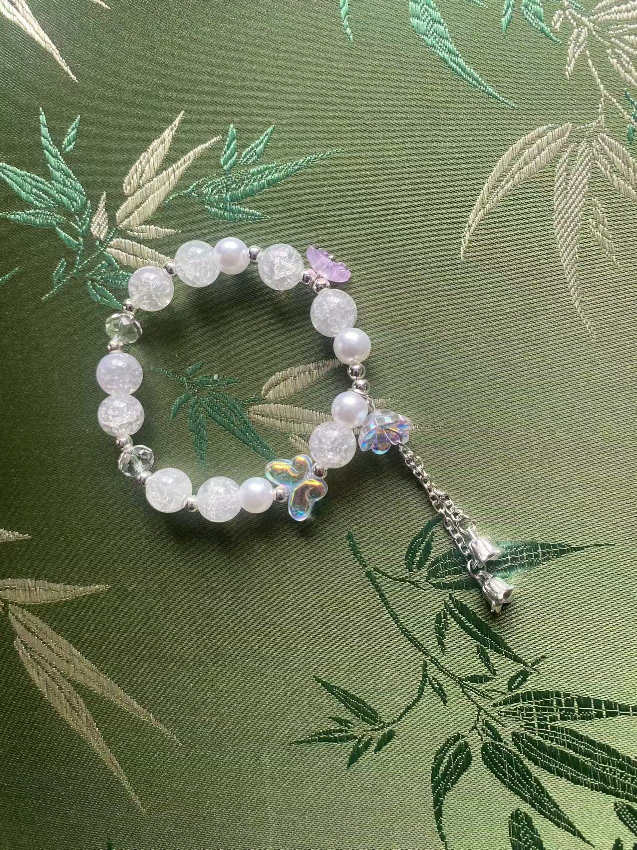 Crystal Butterfly Glass Bracelet A-0001