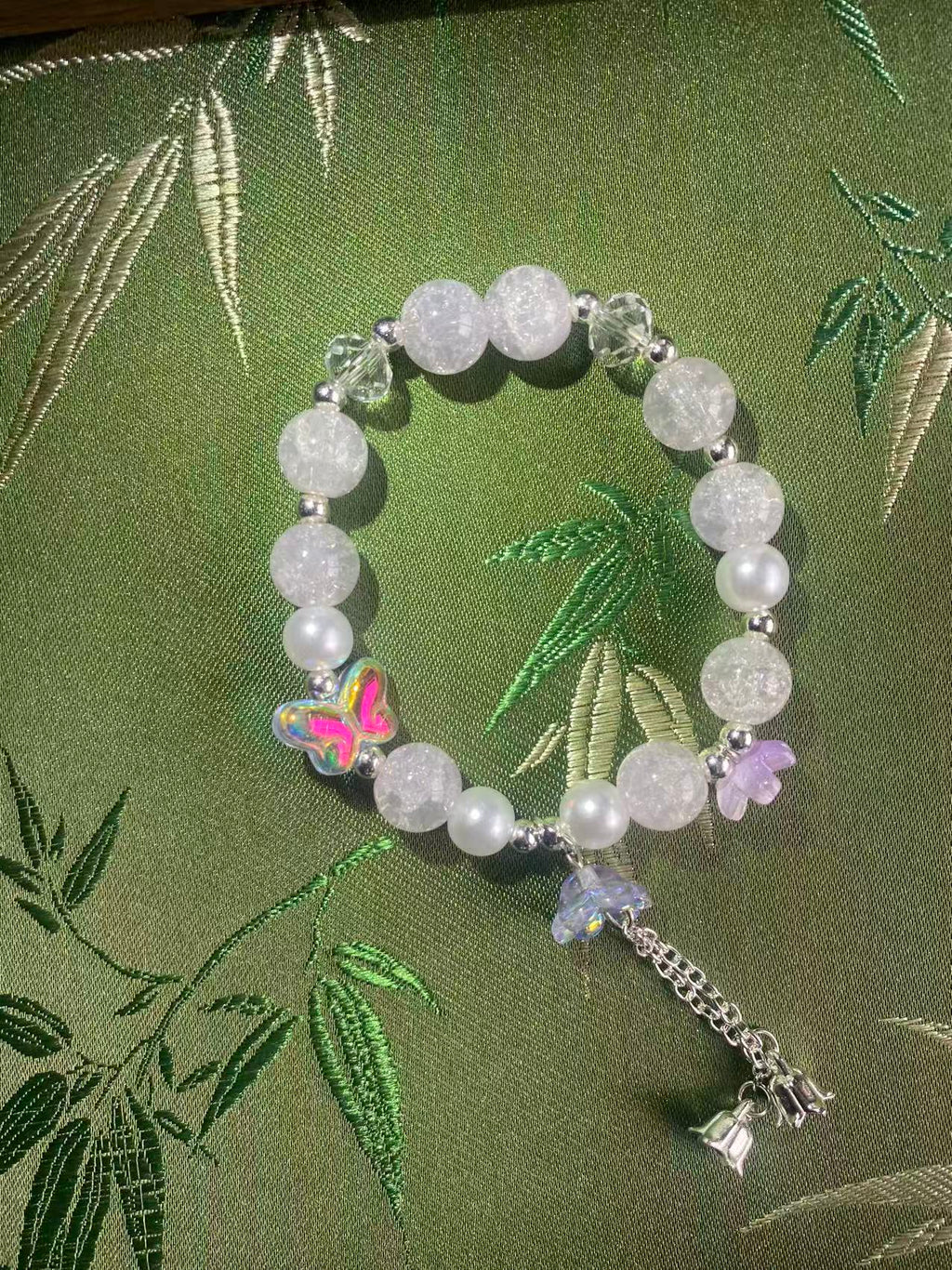 Crystal Butterfly Glass Bracelet A-0001