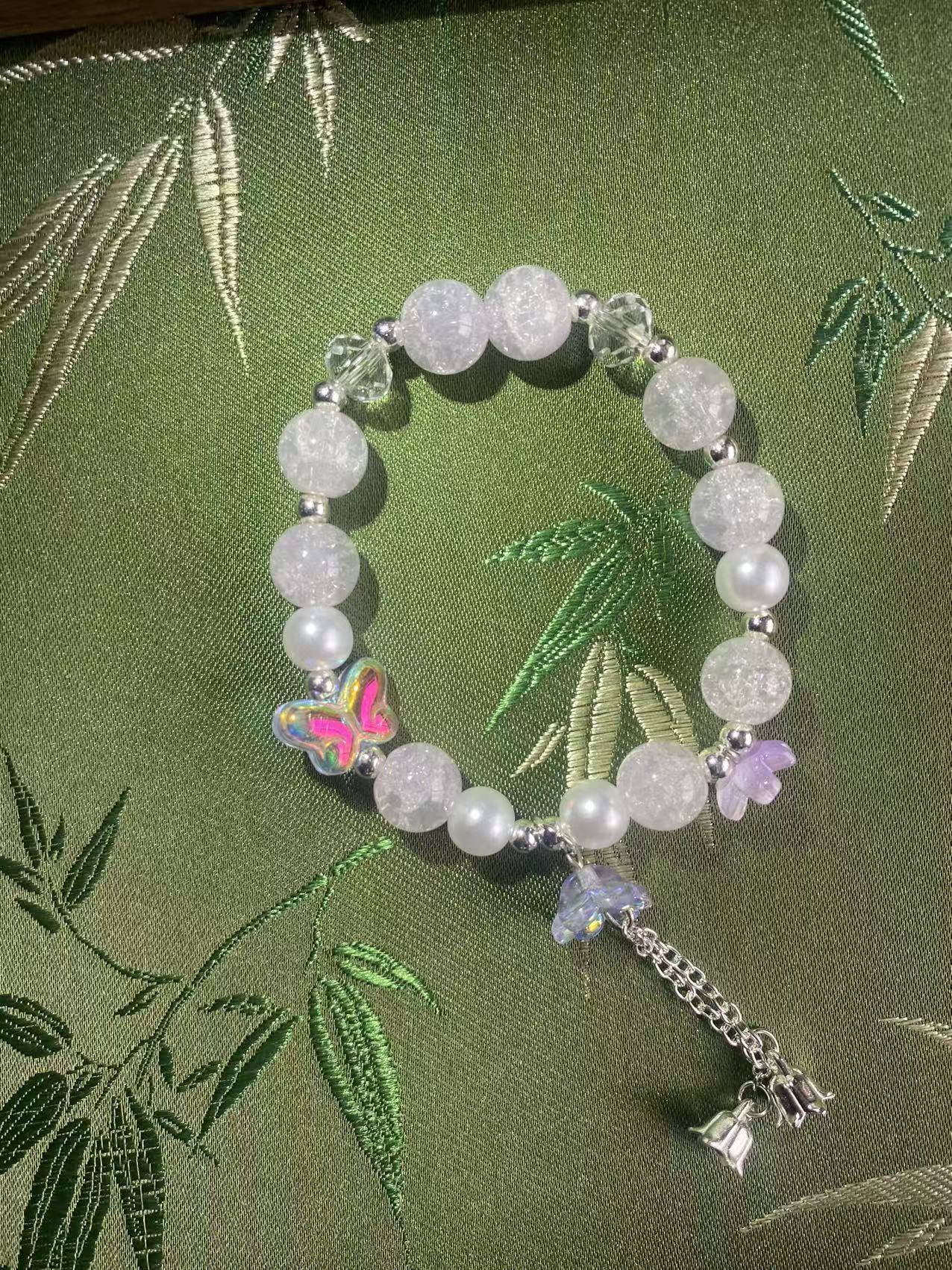 Crystal Butterfly Glass Bracelet A-0001