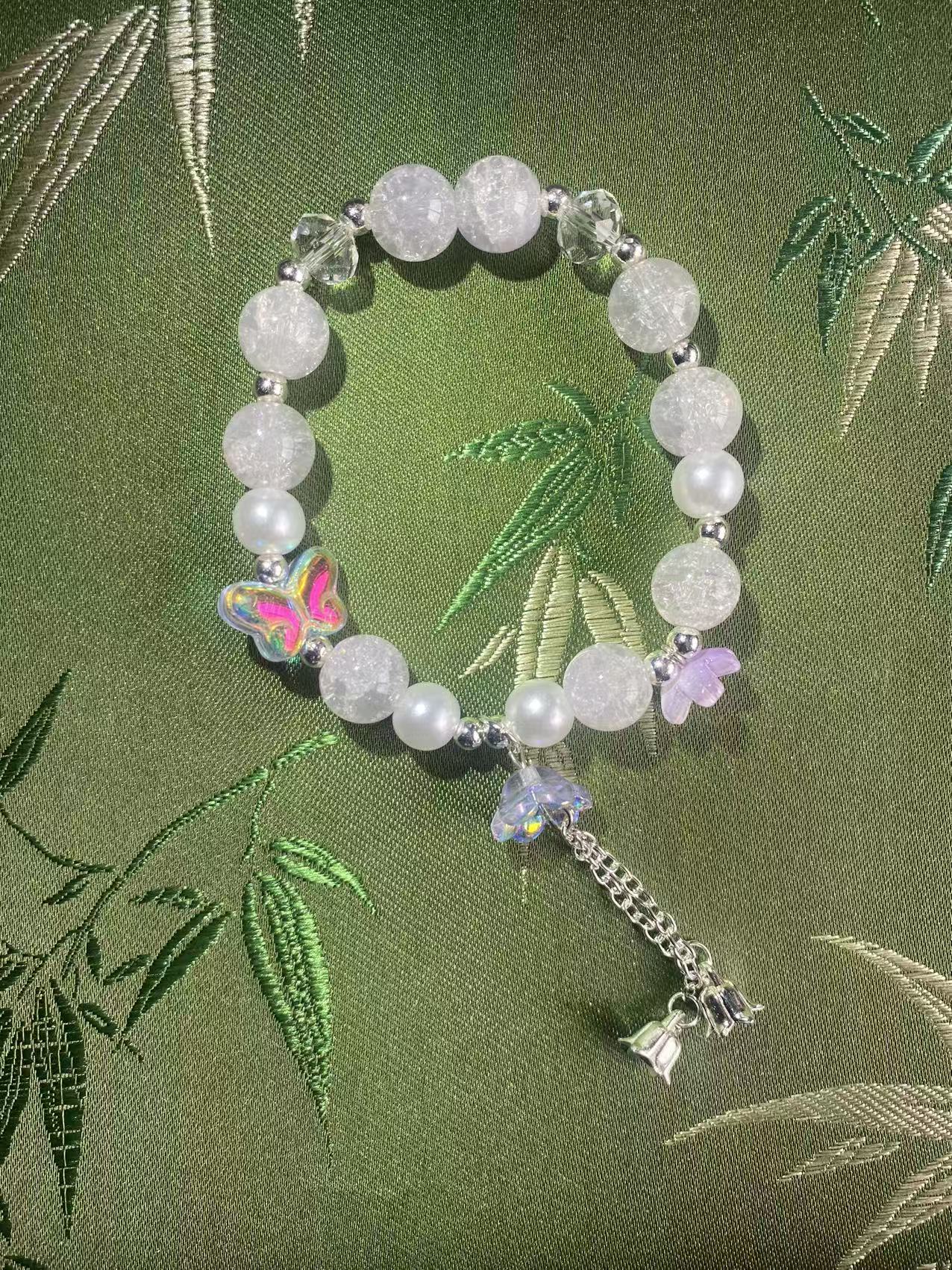 Crystal Butterfly Glass Bracelet A-0001